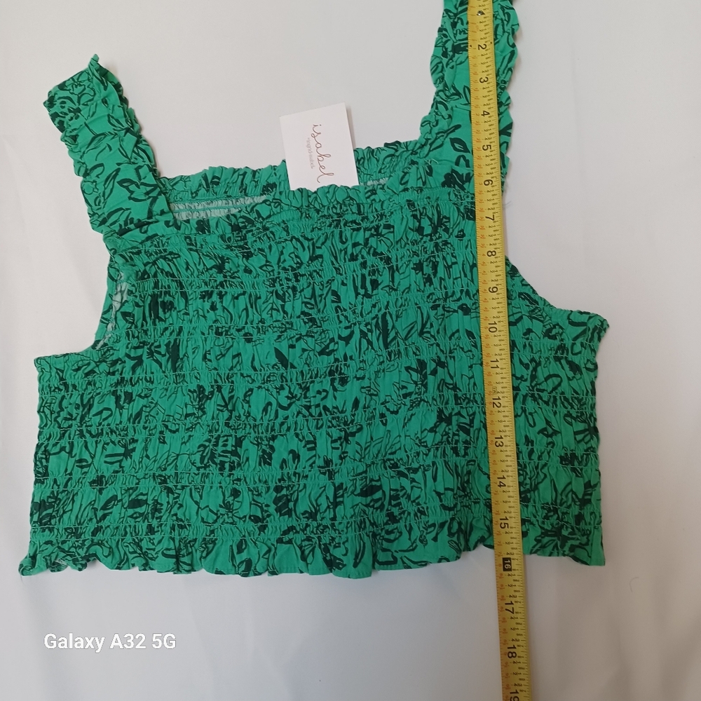 Isabel vy Ingrid+isabel Women SZ XL Green Floral Smocked Women's Top - Picture 11 of 11
